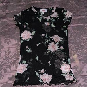 Flowered covered black blouse